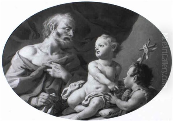 San Giuseppe Con Ges- Bambino E San Giovannino Oil Painting by Pietro Bardellino