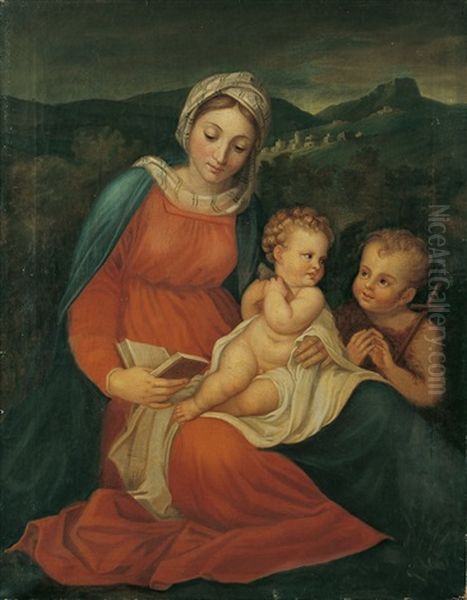 Madonna Mit Kind Und Dem Johannesknaben Oil Painting by Caroline Bardua