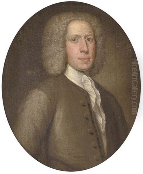 Portrait Of A Gentleman In A Grey Coat Oil Painting by Thomas Bardwell