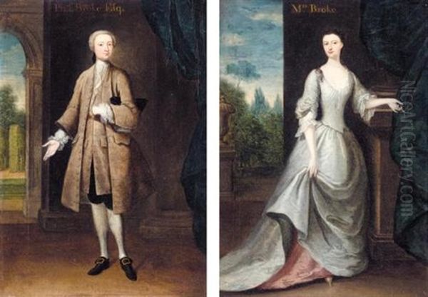 Portrait Of Philip Broke (+ Portrait Of Ann Bowes, His Wife; Pair) Oil Painting by Thomas Bardwell