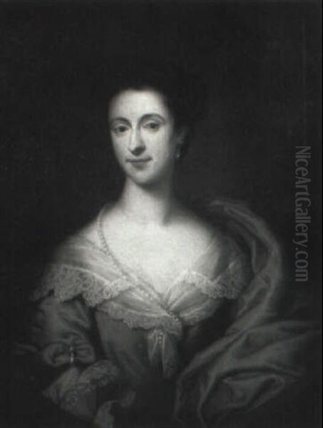 Portrait Of A Woman (elizabeth Maria Burroughs?) Oil Painting by Thomas Bardwell