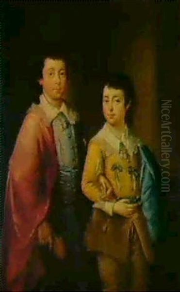 Portrait Of Two Brothers, Possibly Members Of The Fitzgeraldfamily Oil Painting by Thomas Bardwell