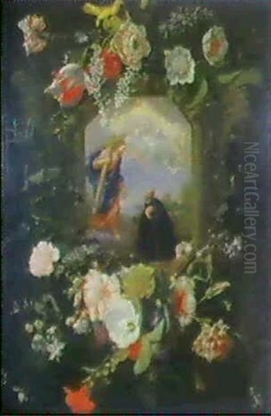 Blumenkranzbild Oil Painting by Johannes Anthonius van der Baren