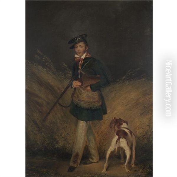 Huntsman And Dog Oil Painting by James Barenger the Elder