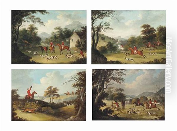 The Meet; On The Scent; The Quarry In Sight; The Kill (4 Works) Oil Painting by James Barenger the Younger