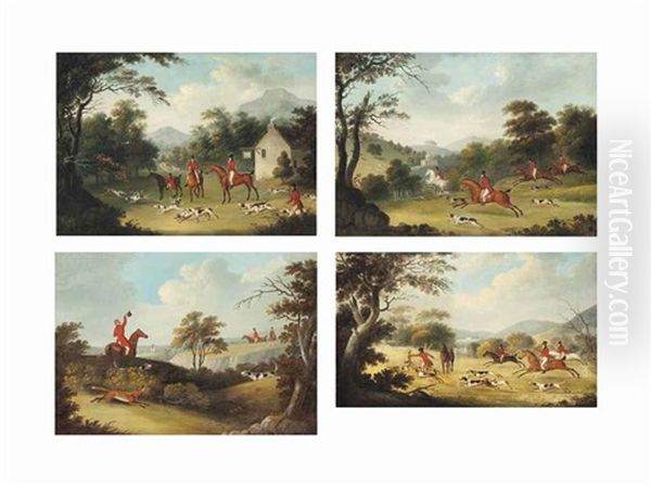 The Meet, On The Scent, The Quarry In Sight And The Kill (4 Works) Oil Painting by James Barenger the Younger