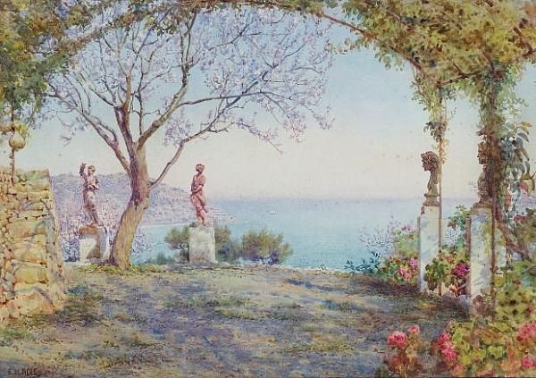 A Garden By The Italian Lakes Oil Painting by Edith Helena Adie