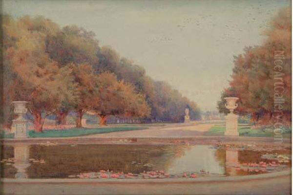 Bassin Aux Nenuphars Dans Un Parc Oil Painting by Edith Helena Adie