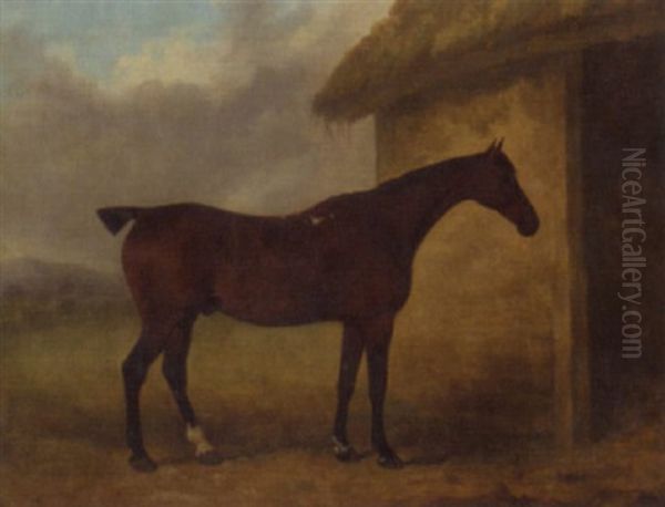 A Hunter By A Stable Oil Painting by James Barenger the Younger