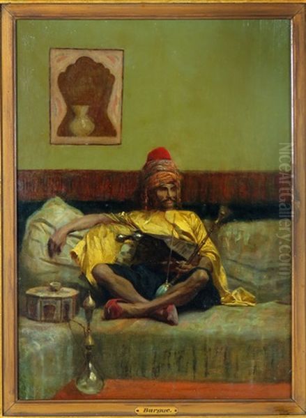 Seated Turkish Man With Hooka Oil Painting by Charles Bargue