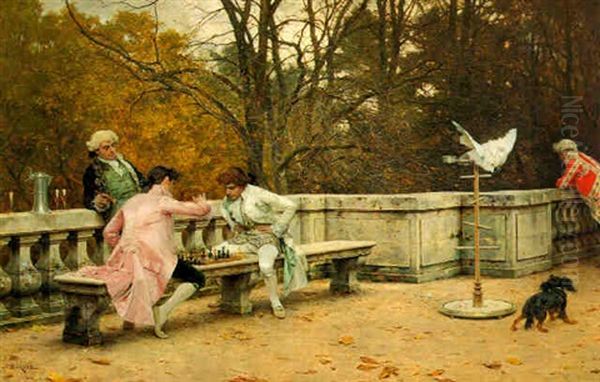 Le Jeu D'echecs Sur La Terrasse by Charles Bargue