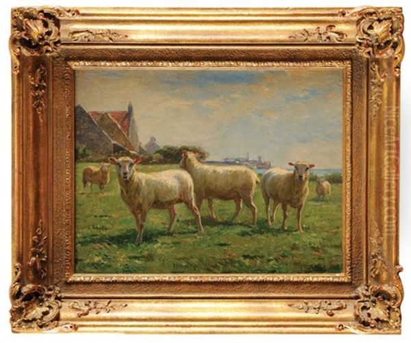 Moutons Aux Paturages Oil Painting by Leon Barillot