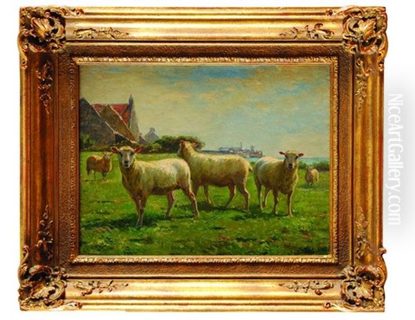 Moutons Aux Paturages Oil Painting by Leon Barillot