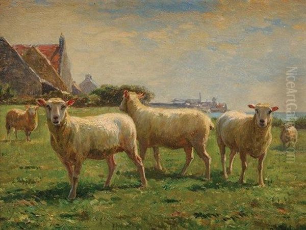 Moutons Aux Paturages Oil Painting by Leon Barillot