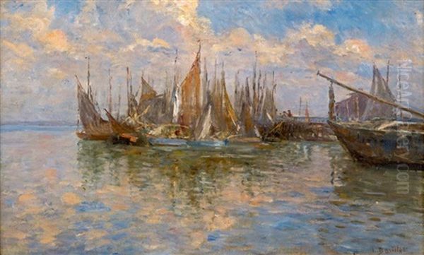 Bateaux Au Port Oil Painting by Leon Barillot