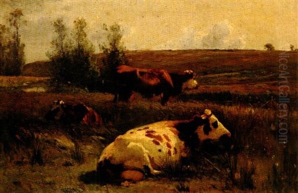 Vaches Oil Painting by Leon Barillot