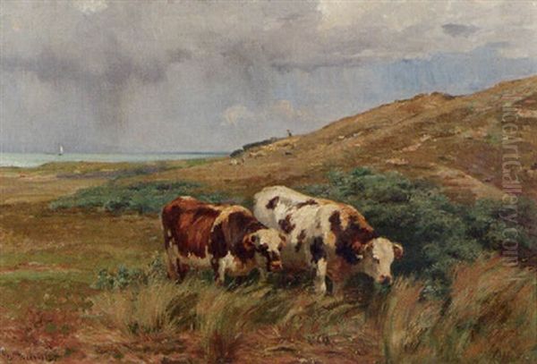 Kuhe In Dunenlandschaft Oil Painting by Leon Barillot