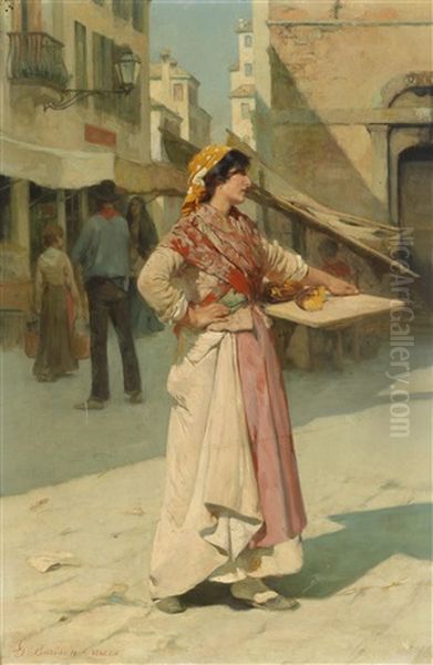 Venezianische Verkauferin Oil Painting by Giuseppe Barison