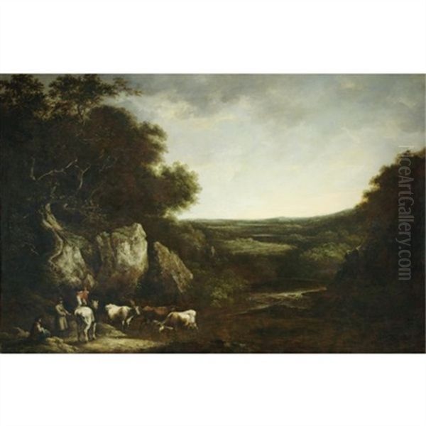 Drovers In A Landscape Oil Painting by Benjamin (of Bath) Barker