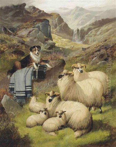 Guarding The Sheep Oil Painting by John Barker