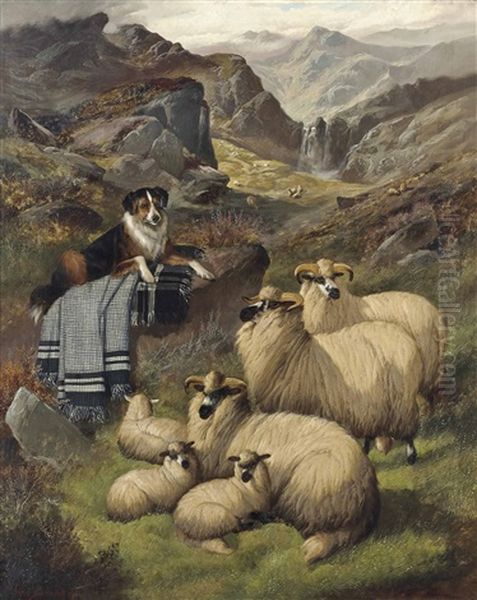 Guarding The Sheep Oil Painting by John Barker