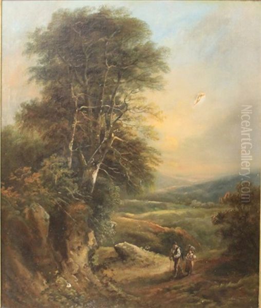 Landscape With Cattle Oil Painting by John Joseph (of Bath) Barker