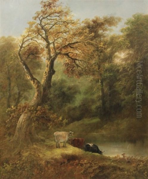 Landscape With Cattle Oil Painting by John Joseph (of Bath) Barker