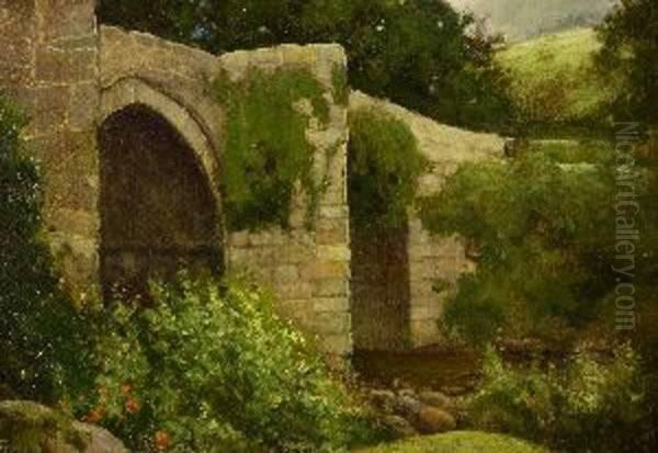 Stone Bridge Oil Painting by Charles Waldo Adin