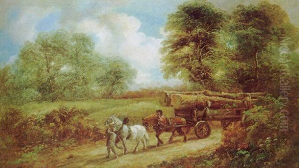 Lenador Con Carro De Troncos Oil Painting by John Joseph (of Bath) Barker