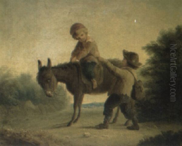 Donkey Ride Oil Painting by John Joseph (of Bath) Barker