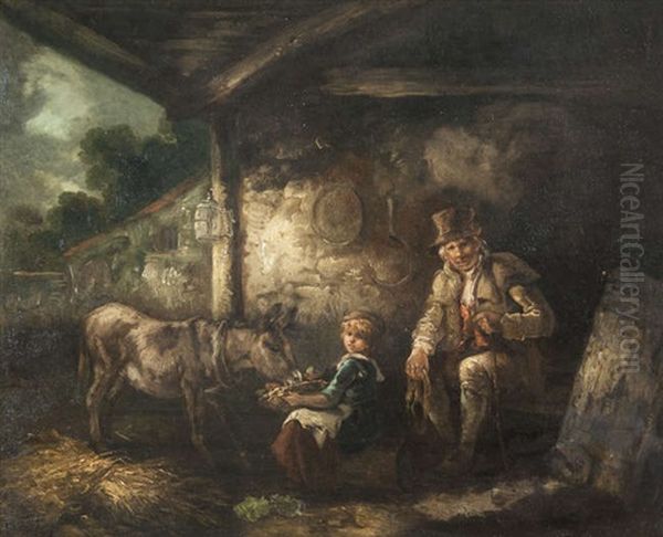 An Irish Cabin Oil Painting by Thomas Barker