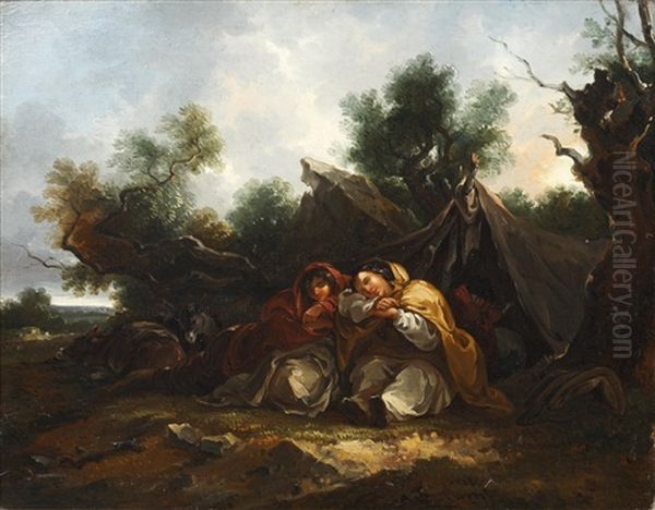 Gypsy Encampment Oil Painting by Thomas Barker