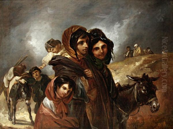 Gypsies On The Tramp Oil Painting by Thomas Barker