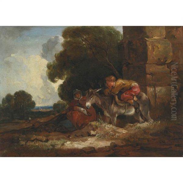 Weary Travelers Time To Rest Oil Painting by Thomas Barker