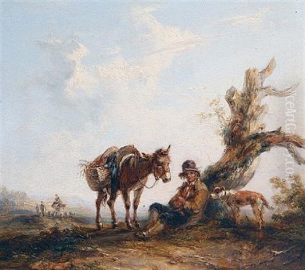 A Wayside Rest Oil Painting by Thomas Barker