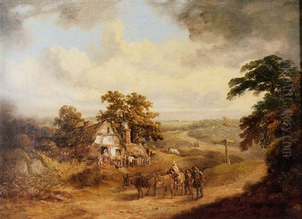 Pastoral Landscape With Figures Oil Painting by Thomas Barker