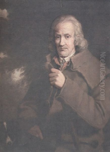 A Portrait Of A Man With A Pistol And His Dog Oil Painting by Thomas Barker