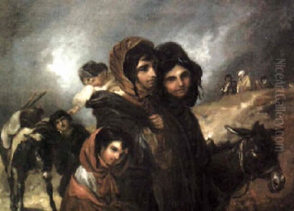 Gypsies On The Tramp Oil Painting by Thomas Barker