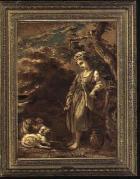 The Shepherdess Oil Painting by Thomas Barker