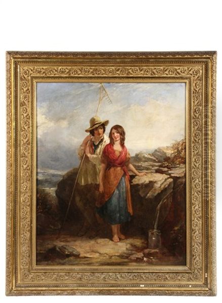 Courting At The Highland Spring Oil Painting by Thomas Jones Barker