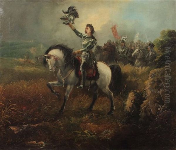 Angriff In Einer Historischen Schlacht Des 17. Jh. Oil Painting by Thomas Jones Barker