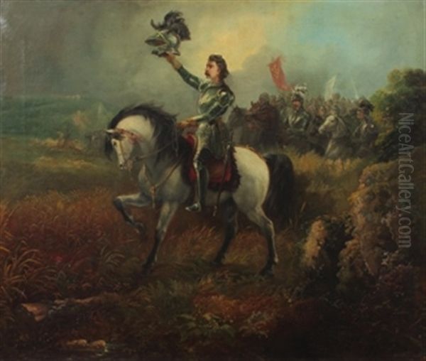 Angriff In Einer Historischen Schlacht Des 17. Jh. Oil Painting by Thomas Jones Barker