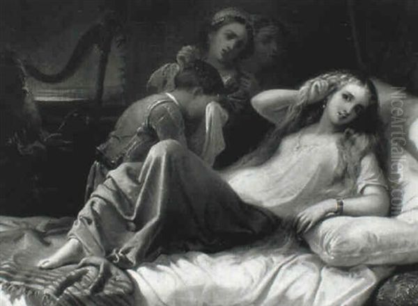 Bathsheba And Her Attendants On Hearing Of The Death Of Uriah Oil Painting by Thomas Jones Barker