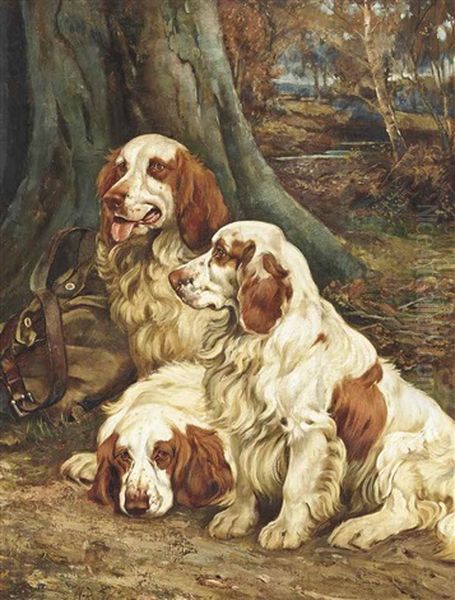 Clumber Spaniels Oil Painting by Wright Barker