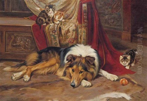 A Reluctant Playmate Oil Painting by Wright Barker