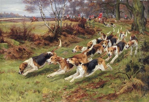 Gone Away, The Rufford Hounds In Sherwood Forest by Wright Barker