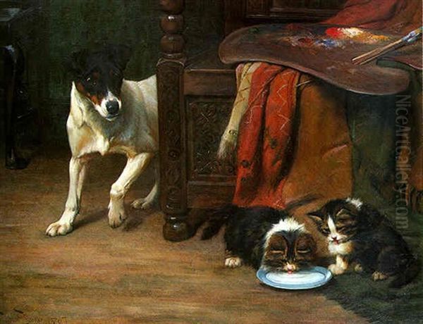 A Bowl Of Milk Oil Painting by Wright Barker