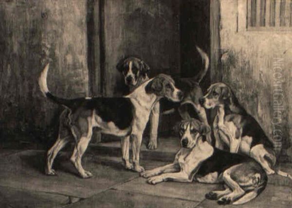 The Rufford Hounds Oil Painting by Wright Barker