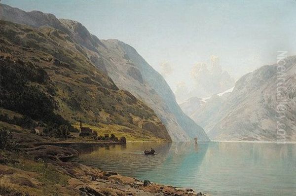 Vestlandsfjord (a Fjord On The West Coast) Oil Painting by Philip Barlag