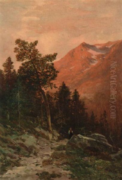 Kvinne Pa Fjellvei Oil Painting by Philip Barlag